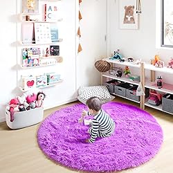 ONASAR Purple Round Area Rug 4ft, Soft Bedroom