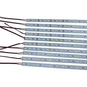 Rextin 5M 10pcs 0.5m Rigid Hard Led Strip Light 7020 White LED 36LEDs/0.5M Super Bright Led Bar Strip Lights 12V with 3M Tape Adhesive Backside
