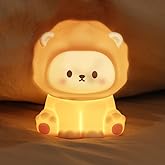 KinYiLO Cute Lion Night Light for Kids, Rechargeable Nursery Lamp with Timer, 3 Brightness Levels & Warm Light, Soft Silicone Baby Night Light, Tap Control, Gift for Toddlers