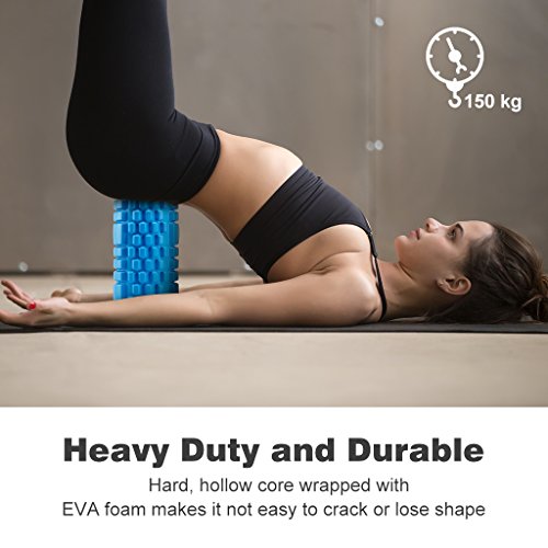 Finether Foam Roller Set with Massage Stick Lacrosse Massage Ball Spiky Massage Ball Carry Bag for Deep Tissue Muscle Massage Stretching Trigger Point Yoga Injury Prevention Physical, Blue