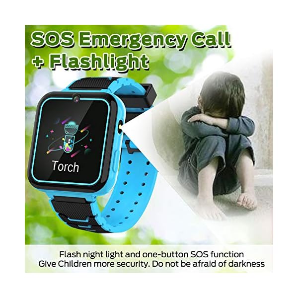 Kids-Smart-Watch-Smart-Watch-for-Kids-with-Phone-Call-Games-Music-Player-SOS-Calculator-Recorder-Alarm-Clock-1-GB-Micro-SD-includedKids-Watch-Gifts-for-Boys-Girls-3-12Y-BLUE Kids Smart Watch, 16 Games Smart Watch for Kids with SOS Call Music Player Camera Calculator Recorder Alarm Clock[Built…