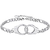 PROSTEEL Trendy Handcuffs Design/Customize Words Ankle Bracelet For Women, 316L Stainless Steel Anklets Silver/Gold/Black Tone, Hypoallergenic, Come with Box