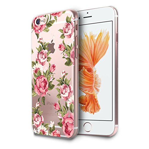 Hard Plastic Case for iPhone 6 / iPhone 6s, CasesByLorraine Red Rose Floral Pattern Matte PC Case Transparent Plastic Cover for iPhone 6 / iPhone 6s 4.7 inch (E06)
