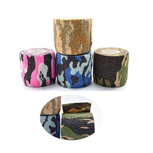 Tarnband Selbsthaftend,dancepandas 12 Rollen Camouflage Tape Tarnnetz Selbstklebender Verband für Paintball Waffen,Taschenlampe, Teleskop, Fahrrad (5CMx4.5M) – Bild 5