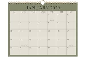 RUNTIOVAL 2026 Calendar, Wall Calendar 2026 from January 2026 - December 2026, 12 Months Calendar with Premium Paper, Twin-Wire Binding & Hanging Hook, 8.5" x 11", Green