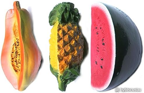 3 of Fruit Resin Fridge Magnet: Papaya,Pineapple,Watermelon, Thailand Souvenir Handcraft Collectible Home Decor