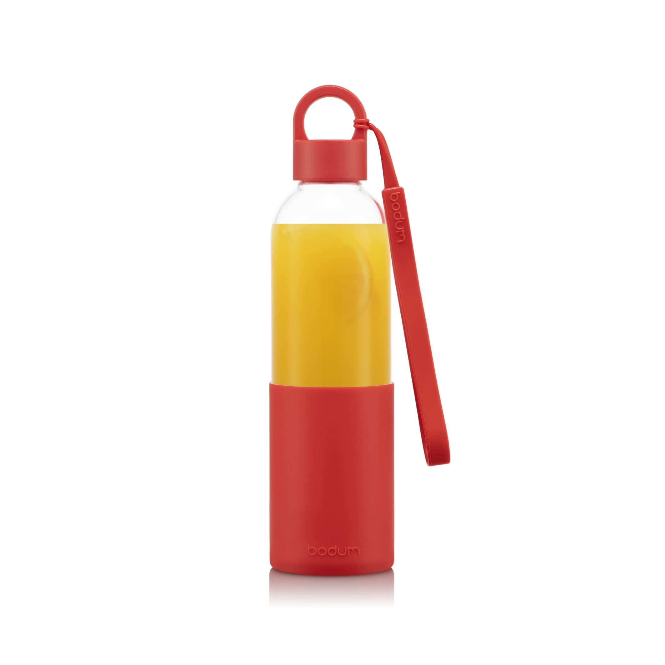 Bodum MELIOR 12053-04B Glass Drinking Bottle, Coloured Silicone Sleeve, Screw Cap, 0.5 L