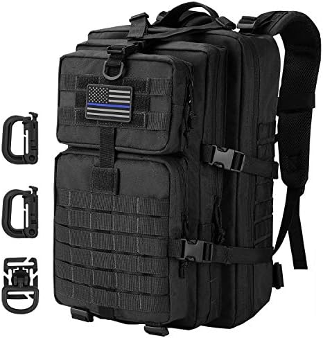 Hannibal Tactical 36L MOLLE Assault Pack, Tactical Backpack Military Army Camping Rucksack, 3-Day Pack Trip w/USA Flag Patch, D-Rings