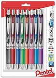 Pentel EnerGel RTX Retractable Liquid Gel Pen, Medium Line, Metal Tip, Assorted Ink, 8-Pack (BL77BP8M)