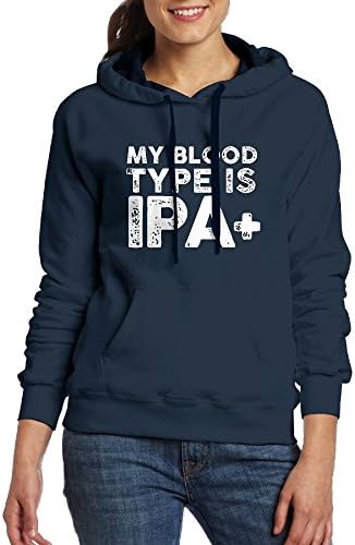 Lenajty Hoodie My Blood Type Is IPA100% Cotton Womens Hoodies Graphic Fleece Sweatshirts With Pocket
