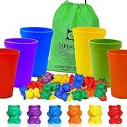 Gleeporte Counting Bears with Coordinated Sorting Cups | Sorting, Math Skills | (67 Pcs Set) | 60 Bears | 6 Cu