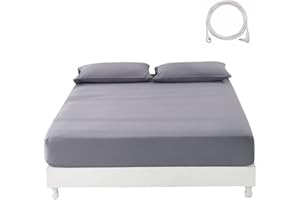 OKOHEY Grounding Fitted Sheet with 15 feet Grounding Cord, King Size, 5% Silver Fiber & 95% Cotton Fiber, Conductive Earthing Bed Sheet for Better Sleep EMF Protection