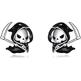 Goth Earrings for Women 925 Sterling Silver Ghost/Bat/Skull/Spider Earrings Halloween Gothic Jewelry Gifts
