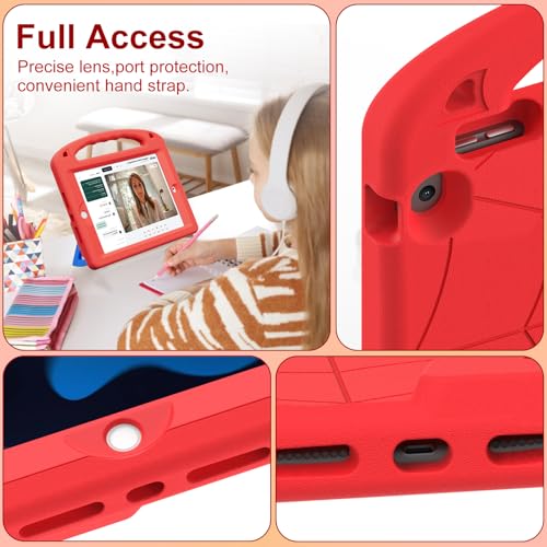 LKOOZO Kids Case for iPad 9th/8th/7th Generation (iPad 10.2 inch 2021/2020/2019), Shockproof Cover with Screen Protector (Red)