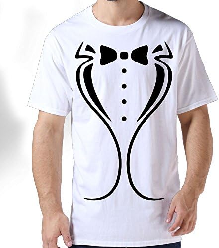 Jukaifaquj Cartoon Black And White Bow Tie With Tux1 Men's Fashion Leisure Cotton Adult Standard Weight T-Shirt 3X White
