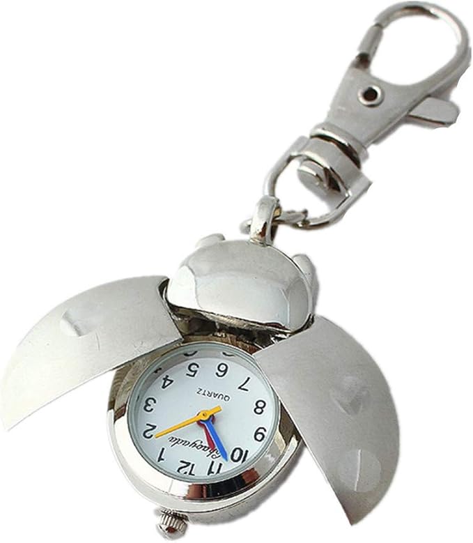 Unisex Quartz Analogue Keychain Key Ring Watch Pendant Ladybug Lady Bug