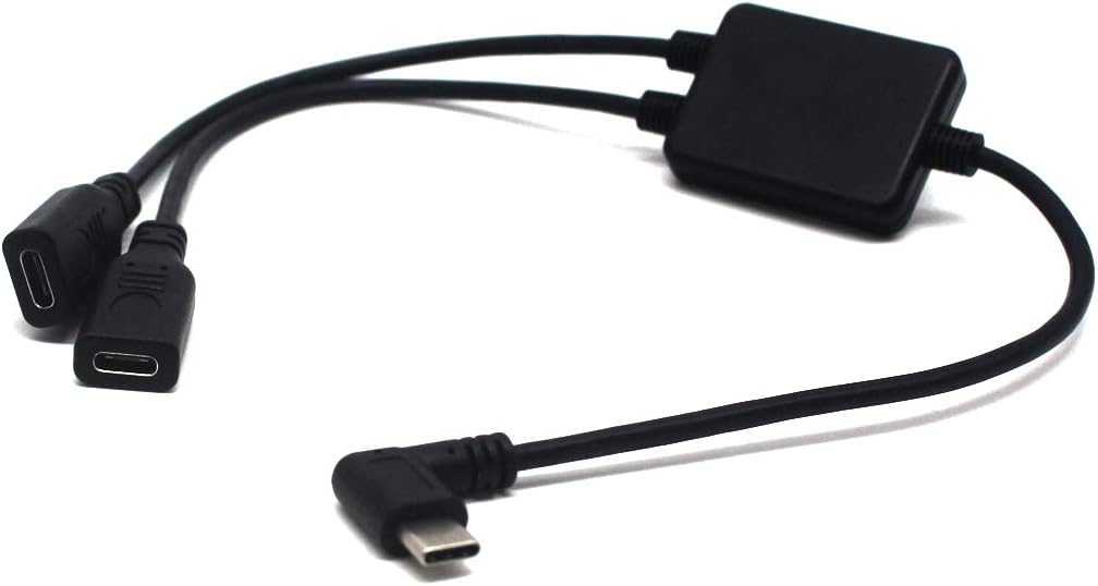 AWADUO USB-C Splitter With IC, 90 Degree Type C Hub 1 Male to 2 Female Extension Cable, USB C Splitter Y Type Cable 30cm - Image 4