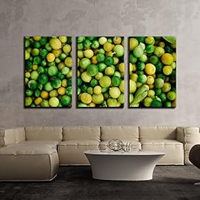 3 Piece Canvas Wall Art - Colorful Fruit Lemon - Modern Home Art Stretched and Framed Ready to Hang - 16"x24"x3 Panels