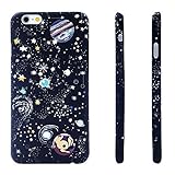 luminous iPhone 6 Case/STAR-TOP Ultra Slim Color Emboss Starry Night Galaxy and Interstellar Coated Non Slip case for iPhone 6 iPhone 6s 4.7 inch (Black)