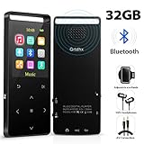 MP3 Player, 32GB MP3 Player with Bluetooth, Hi-Fi Lossless Sound Music Player with FM Radio, Voice Recorder, Pedometer, Expandable up to 128GB TF Card, with Armband and Earphone, Black