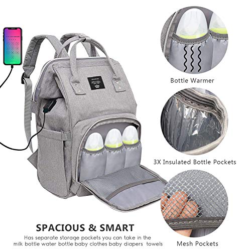 changing bag with insulated bottle pockets