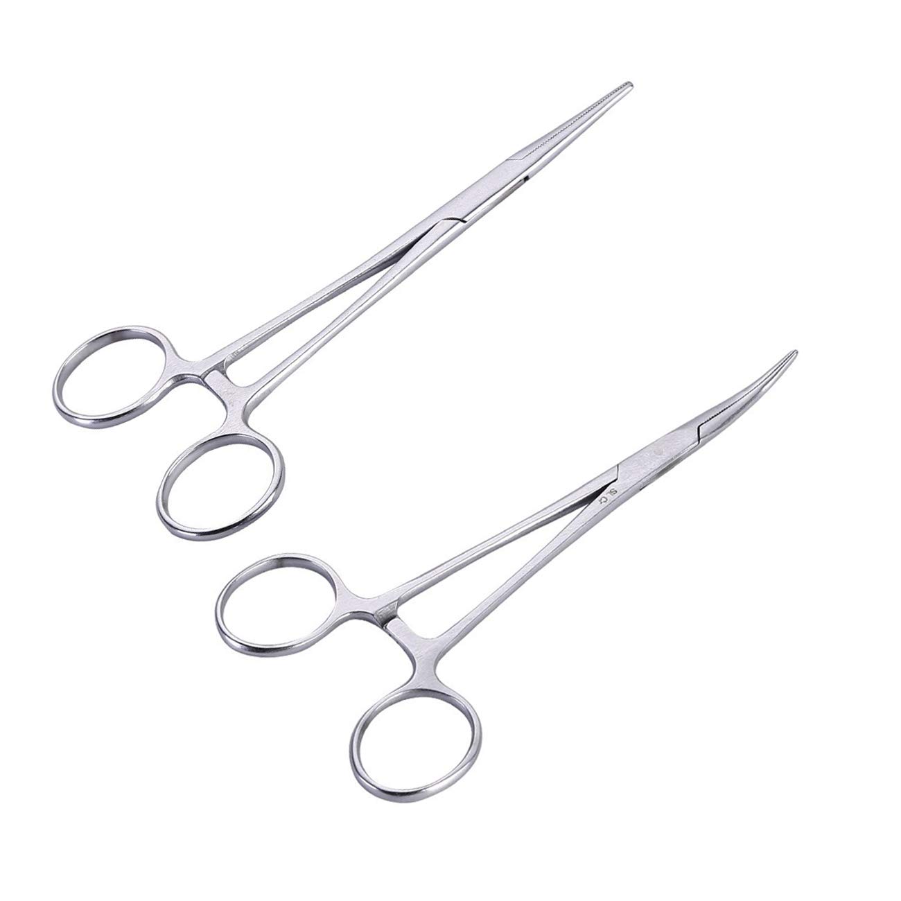 Fishing Hemostat Locking Clamp Forceps Fishing Scissors Curved Tip Fish Hook Remover Animal Anatomy(16cm/6.3in)