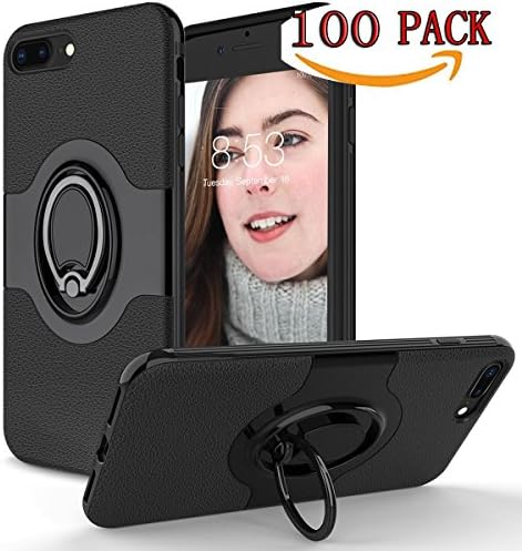 TOPOZ iPhone 8 plus Case,iPhone 7 plus Case with Ring Holder Kickstand Ring Stand Grip With Metal Patch Shock Absorbing Bumper soft TPU inner Hard PC Back Cover for iPhone 8 plus/7 plus (Black)