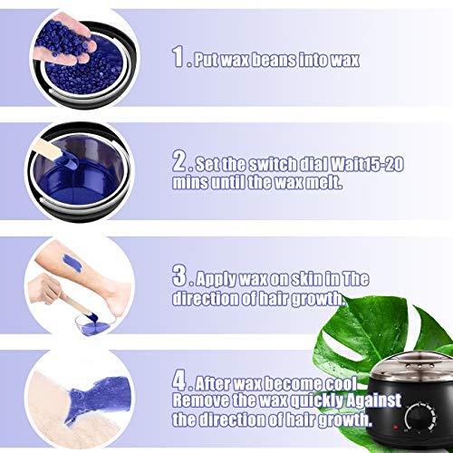 FitMaker Wax Warmer Hair Removal Kit, Professional Wax Heater Pot Self-Waxing Spa 4 Flavors Hard Wax Beans + 20 (Updated Version)