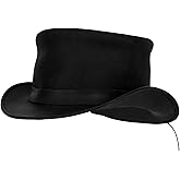 Genuine Leather Top Hat Fashion Gentleman Hat Black Deadman Top Hat for Men Women