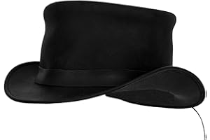 GARGOYLE BELLS Genuine Leather Top Hat Fashion Gentleman Hat Black Deadman Top Hat for Men Women