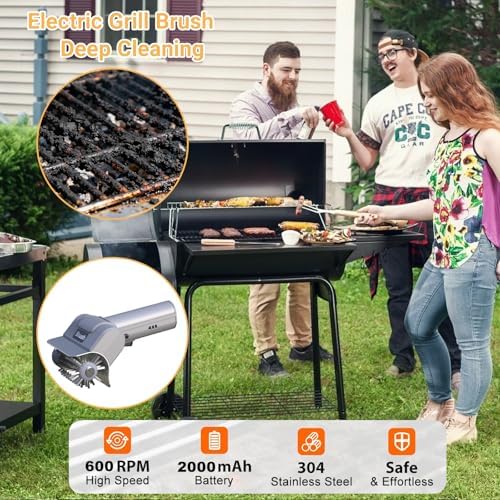Cepillo Eléctrico Inalámbrico para Parrilla, Limpiador Recargable de Acero Inoxidable, 100 Min de Autonomía, IPX7 Impermeable para Rejillas de Barbacoa y Hornos