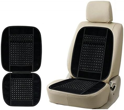 EASY4BUY Car Velvet Border Wooden Bead Seat 1Pcs Black Color