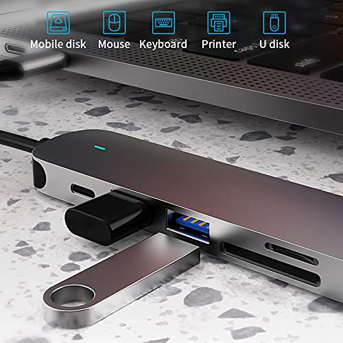 Laptop Docking Station, USB C Hub Multiport Adapter, with 4K HDMI Output,SD/TF Card Reader, USB 3.0 Dongle Compatible with MacBook Pro, Chromebook, Ipad Pro, Xps, Surface Go