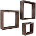 BARNWOODUSA Espresso Rustic Shelves, Square Floating Wood Shadowbox, Home Decor, Set of 3