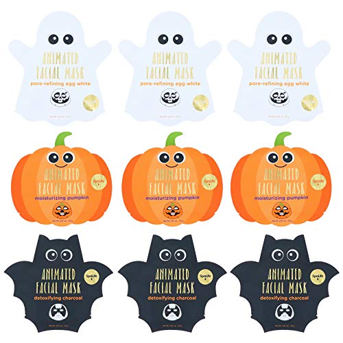 Spa Life Animated Halloween Sheet Masks Pumpkin, Ghost, Bat Bundle