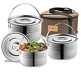 Camping Cookware Set – Compact Stainless Steel Campfire Cooking Pots and Pans | Combo Kit with Travel Tote Bag | Rugged Outdoor Cook Set for Hiking | Barbecues | Beach | Hiking Gear