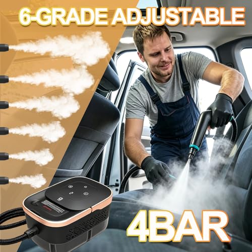 2500W Handheld Steam Cleaner, 6-Speed Portable Steamer with Large Tank & 10 Accessories, 10s Heat-Up steamer cleaning for Kitchen, Bathroom, Car Detailing, Tile & Grout Cleaning