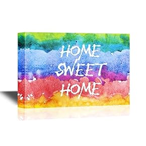 Canvas Print Art - Home Sweet Home on Watercolor Background Wall Art - Gallery Wrap Quotes Modern Home Decoration | Ready to Hang - 12x18 inches