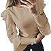 2018 Ruffle Long Sleeve T Shirt for Women Lace Crewneck Top Loose Blouse Evening