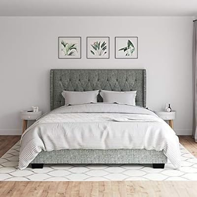 Buy Ztozz Bed Frame Queen Size With Gas Lift Up Storage Platform Bed With Wingback Button Tufted Headboard Underneath Storage And Linen Upholstery Dark Gray Linen Online In Indonesia B08mkxmkfb