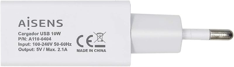- A110-0404 - Carregador USB 10W, 5V/2A para carregamento de telemóvel, tablet, smartphone, câmara, consola de vídeo, etc., branco
