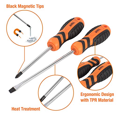 Amazon Brand - Umi Schraubendreher Set 6tlg. Magnetischer Schraubenziehersatz mit 3 Flachschlitz und 3 Kreuzschlitz… – Bild 4