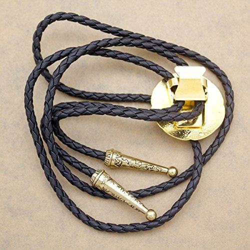 RechicGu Vintage Gold Western Celtic Trinity Cross Knot Leather Rodeo Wedding Necktie Bola Bolo Tie - Thumbnail 5
