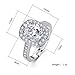Mock ST Swarovski Crystal Rings for Women Girl Cubic Zirconia Diamond Exquisite Platinum Plated Adjustable Size with Jewelry Gift Box