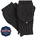 Isotoner Women's Sherpasoft Chunky Solid Cable Flip Top Mitten with Suede Palm Patch, Black, One Size