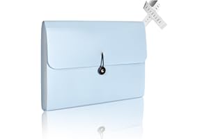 Nicfaec Expanding File Folder, 13 Pockets, Light Blue, Polypropylene for Work, School, Home, Office