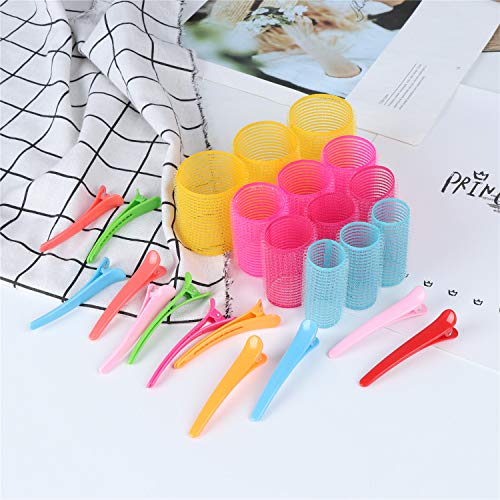 LOCOLO Self Grip Hair Rollers Set - 48 Hair Rollers and 12 Duckbill Clips, Hairdressing Curlers Tools for Women, Men, Kids(24mm, 32mm, 36mm, 46mm)