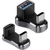 rgzhihuifz 180 U Shape USB-C Male to Female 100W &amp; USB-C Male to USB-A Female 36W Charging Adapter 2 Pack, LED/Al Alloy, for Laptop, Smartphone, Tablet, Steam Deck