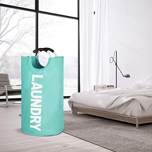 Epicord Laundry Basket Collapsible Fabric Large Clothes Hampers for Laundry Folding Storage Washing Bin with Handles for College, Camping and Home in 6 Colors (Light Blue)