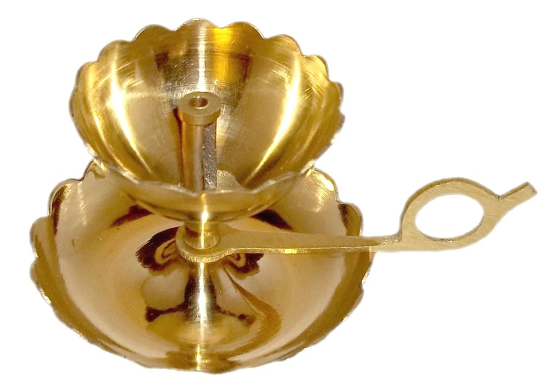 Brass Deepak, Diya and Metal Lohban dhoop Diya for Puja and Religeus Item (Brass, 3-Inch)